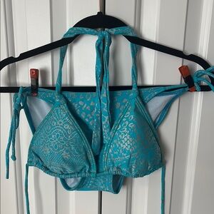 ICON Blue and Silver Bikini Set with Classic Triangle Design